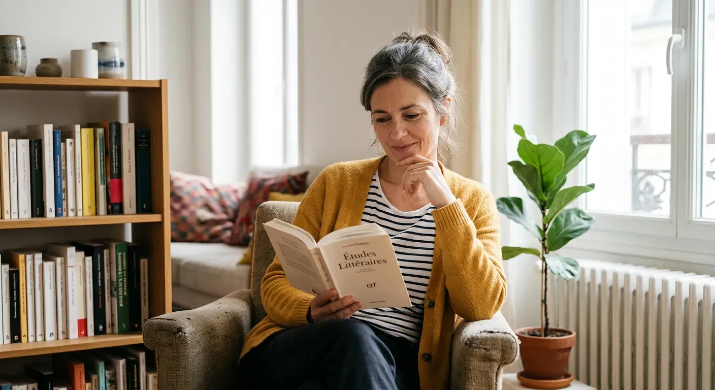 Person liest nachdenklich ein Buch zu Hause